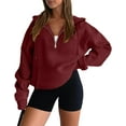 thumbnail image 2 of KISSMODA Women Half Zipper Pullover Sweatshirt Long Sleeve Hoodies Kangaroo Pocket Fleece Basic Sweater, 2 of 4