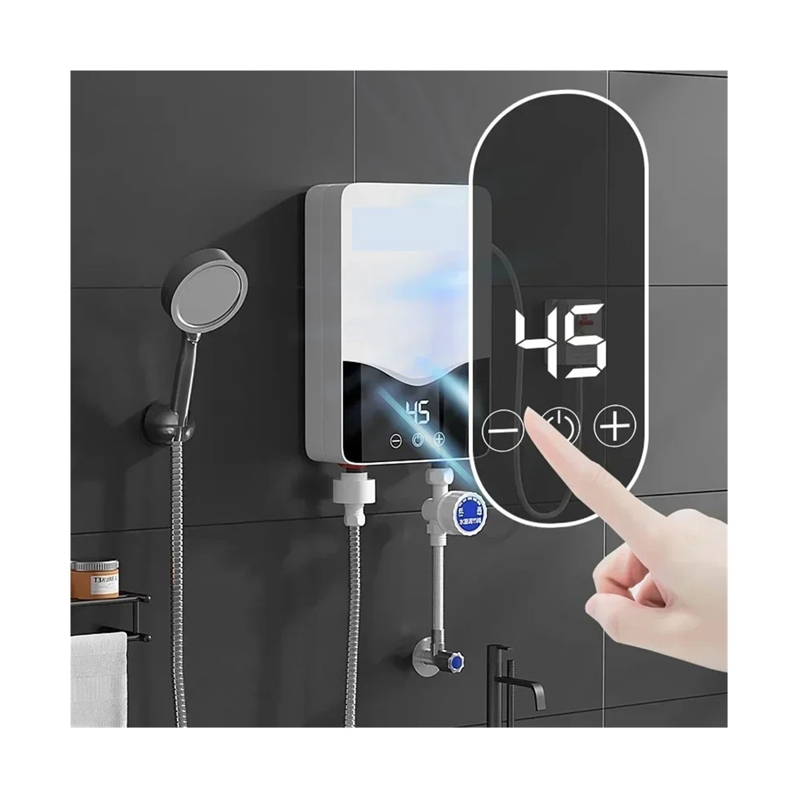 Instant Tankless Water Heater For Bathroom, 5.5kw Electric Instant Hot Water Heater With Self-modulating,Overheating Protection ,Safety Protections