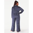 thumbnail image 3 of Joyspun Women’s Stretch Velour Notch Collar Top with Pants, 2-Piece Pajama Set, Sizes S to 3X, 3 of 6