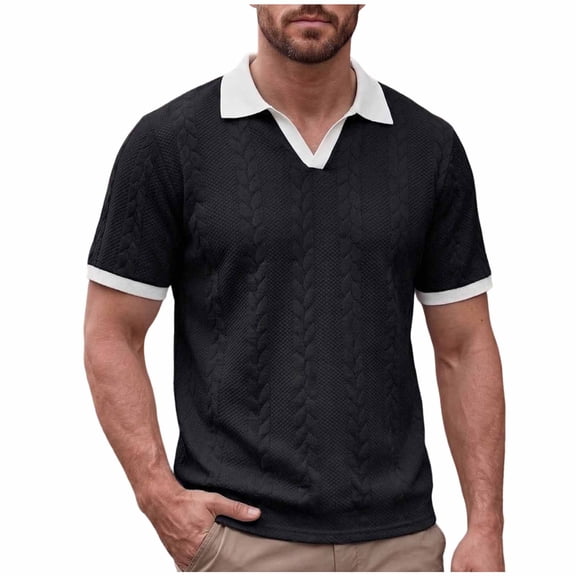 Timoontee Men's Short Sleeve Basic T Shirt Breathable Fabric Moisture Wicking V V Neck Crew Neck Versatile Style For Black M