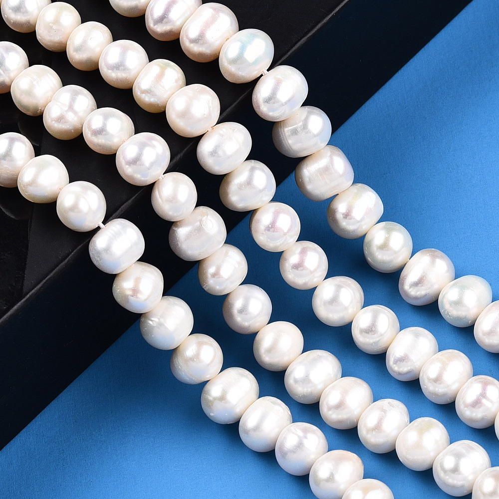 2 Strand Natural Cultured Freshwater Pearl Beads Strands Potato Creamy White 6.5~7mm Hole: 0.6mm about 52~54pcs/strand 13.39 inch(34cm)