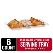Exquisite Disposable Serving Trays - 10.5 x 8.5 Clear Plastic Platters - 6 Pack