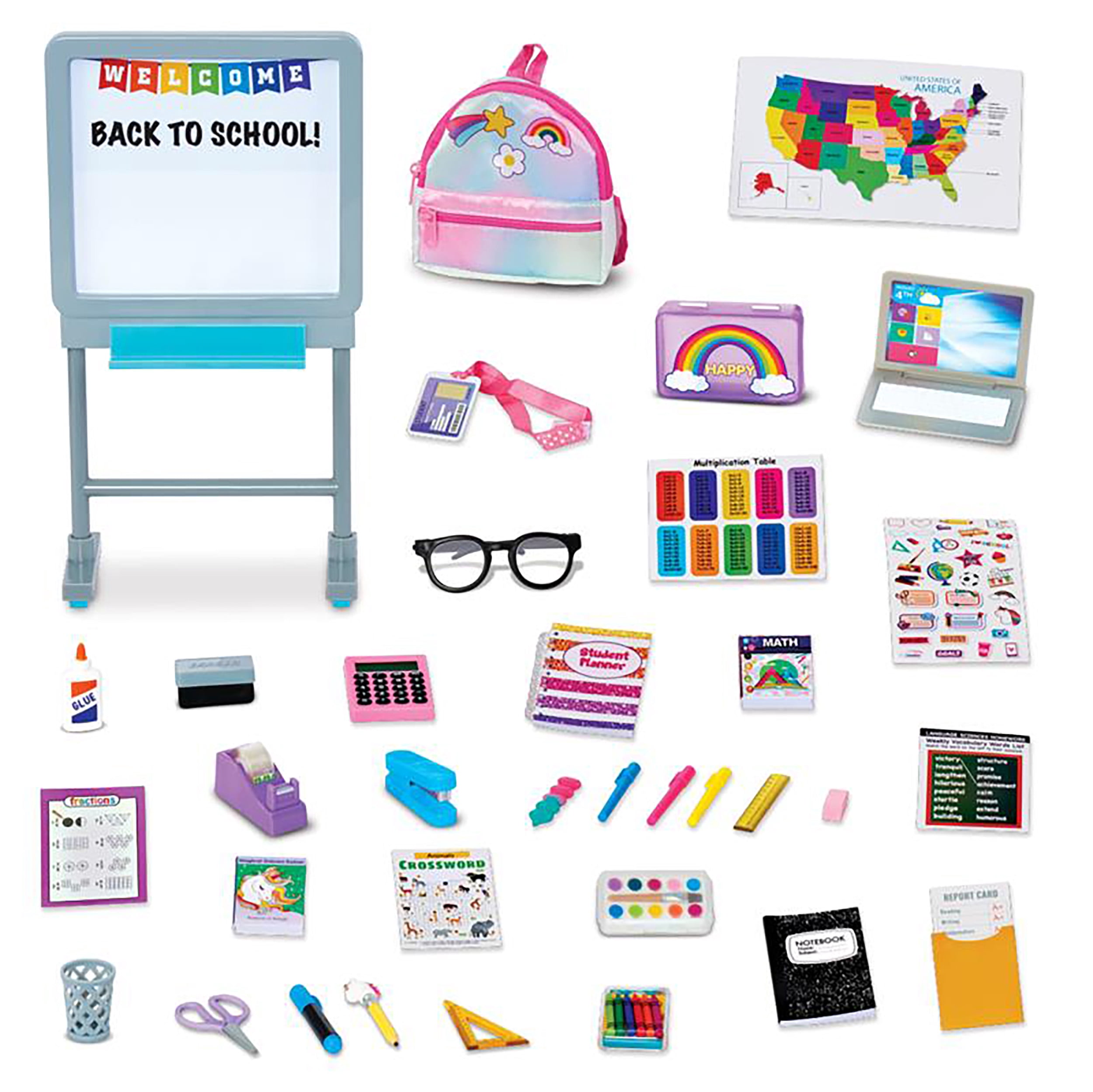 My School President セット My Life As Classroom Play Set for 18-inch Dolls, 34-Piece