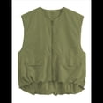 thumbnail image 2 of Chaleco Informal con Cremallera para Mujer, Estilo Cargo, Extragrande, con Dobladillo Fruncido, Sin Mangas, Chaquetas y Tops. Verde S, 2 of 7