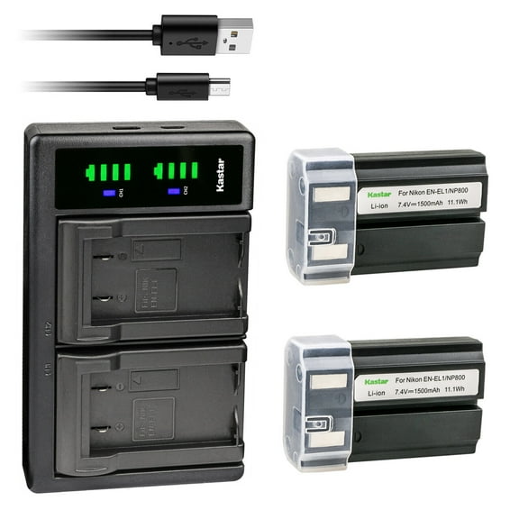 Kastar 2-Pack EN-EL1 / NP-800 Battery and LTD2 USB Charger Replacement for Nikon Coolpix 880, Coolpix 995, Coolpix E880, Konica Minota DG-5W, DIGITAL Dimage A200 Digital Camera