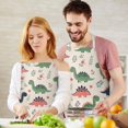 thumbnail image 3 of Beige Dinosaurs Flowers Leaves Apron-Garden Aprons for Women with Pockets-Cotton Linen Waterproof Kitchen Cooking Gardening Aprons Adjustable for Kitchen,Cooking,BBQ and Salon 33x27 Inch, 3 of 7