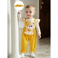 thumbnail image 4 of BemeyourBBs Baby Girl Bear Patch Romper Ruffle Long Sleeve Jumpsuit with Headband, 4 of 9