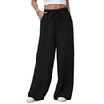 thumbnail image 3 of TANBOM Women's Wide Leg High Waist Drawstring Elastic Casual Pants Black M, 3 of 5