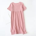thumbnail image 4 of frariair Cotton Nightgowns for women Summer Crepe Short Sleeved Large Size Loose Home Skirt Summer Pink, 4 of 9