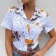 thumbnail image 5 of Camisa informal de temperamento con estampado floral de manga corta elegante y cómoda con cuello en V para mujer OAVQHLG3B Store lin121212, 5 of 5