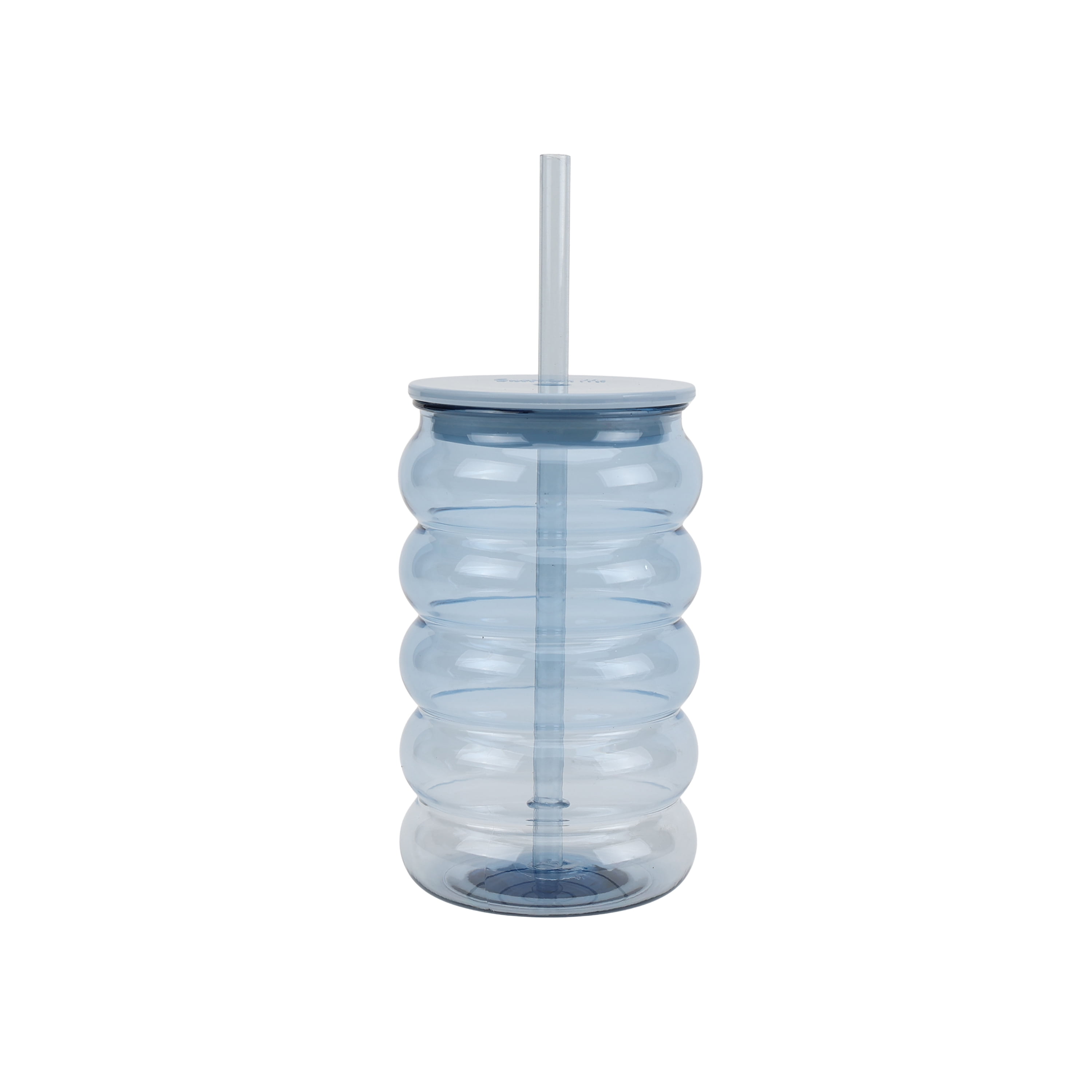 Just Feed Me by Jessie James Decker 4-Piece 18oz Bubble-Ribbed Tumbler with Straw, Blue