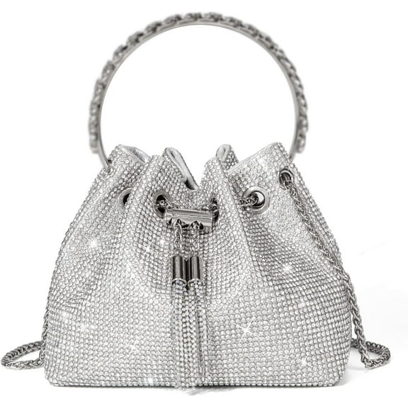 JUYGO Bling Crystal Rhinestone Purse for Women Sparkly Clutch Handbag Crossbody Bag for Evening Wedding Party Prom