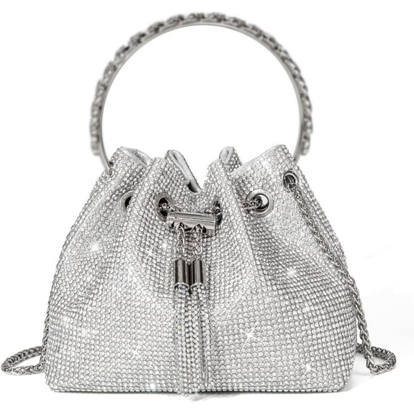 LHSHID Bling Crystal Rhinestone Purse for Women Sparkly Clutch Handbag Crossbody Bag for Evening Wedding Party Prom