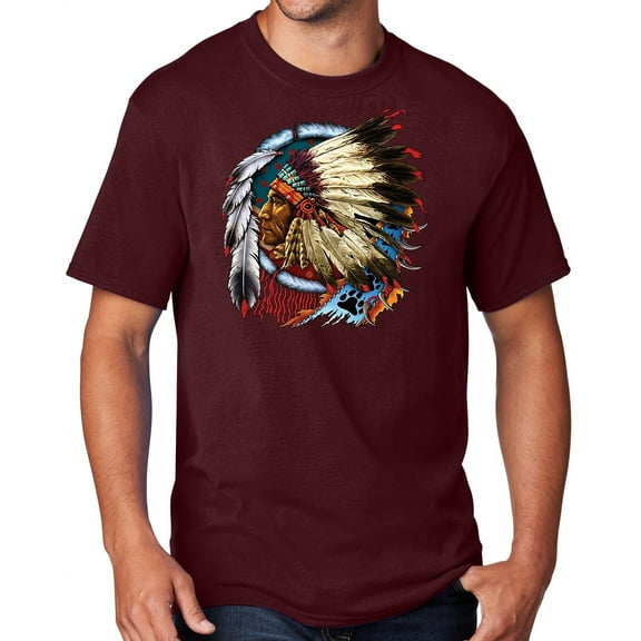 Men's Indian Chief Dreamcatcher Biker T-shirt, XL Athletic Heather Maroon