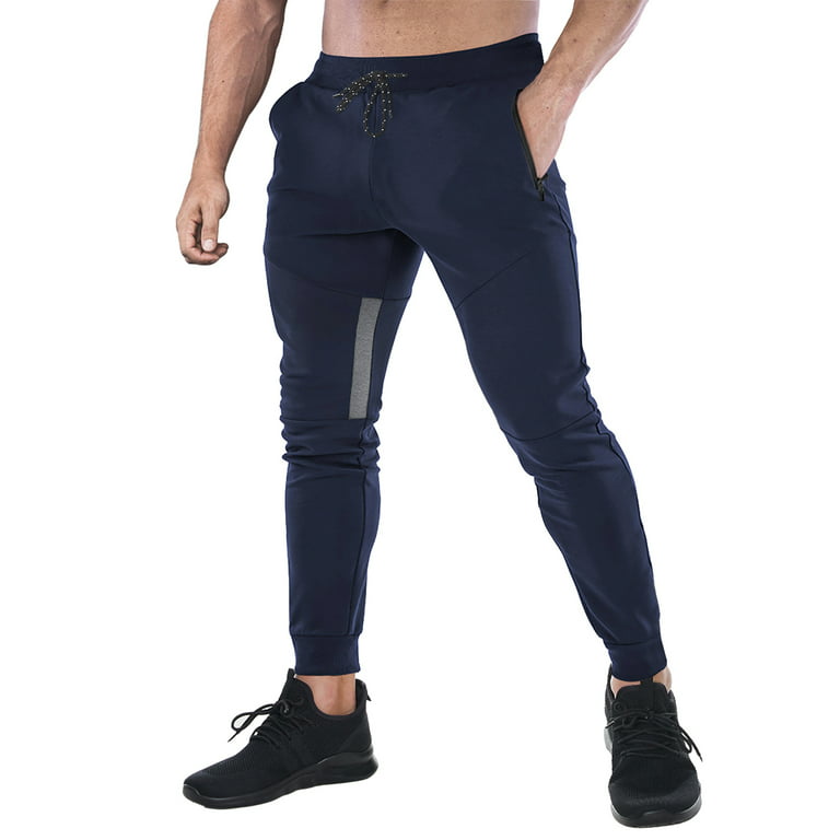 FEDTOSING Men's Sweatpants Cotton Jogger Male Loose Fit with Pockets Navy  Blue,up to 3XL