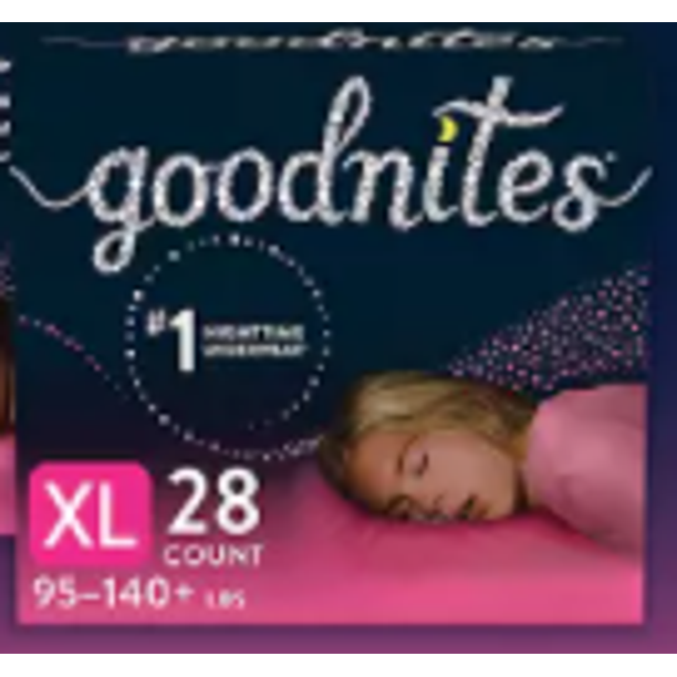 Good Nites Bedtime Underwear for Girls XL 46ct
