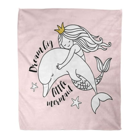 ASHLEIGH Throw Blanket 58x80 Inches Blue Seahorse Under The Sea Little Mermaid Fishes and Starfish Collection Warm Flannel Soft Blanket for Couch Sofa Bed