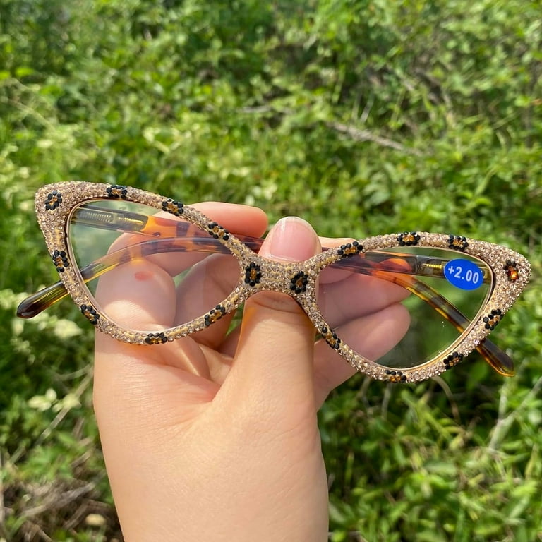 Glitter Glasses Eyeglass Frames With Rhinestones Cat Eye Crystal