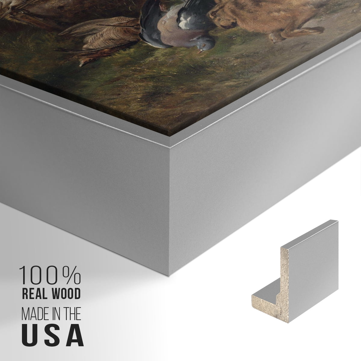 Vintage Animal Print-XIV By Wexford Home Framed in Silver Wood Gallery Wrapped Canvas 27 in. x 41 in.