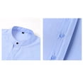 thumbnail image 4 of Men's Banded Collar Dress Shirts Long Sleeve Button Down Shirt Casual Solid Formal Regular Fit Blouse Business Work Tee, 4 of 5
