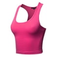 thumbnail image 2 of A2Y Women's Basic Cotton Casual Scoop Neck Cropped Racerback Tank Tops Hot Pink XL, 2 of 5