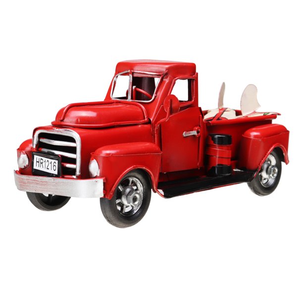 Christmas Vintage Red Trucks Red Metal Pickup Truck Car Model For Christmas Table Home Decor Walmart Com Walmart Com