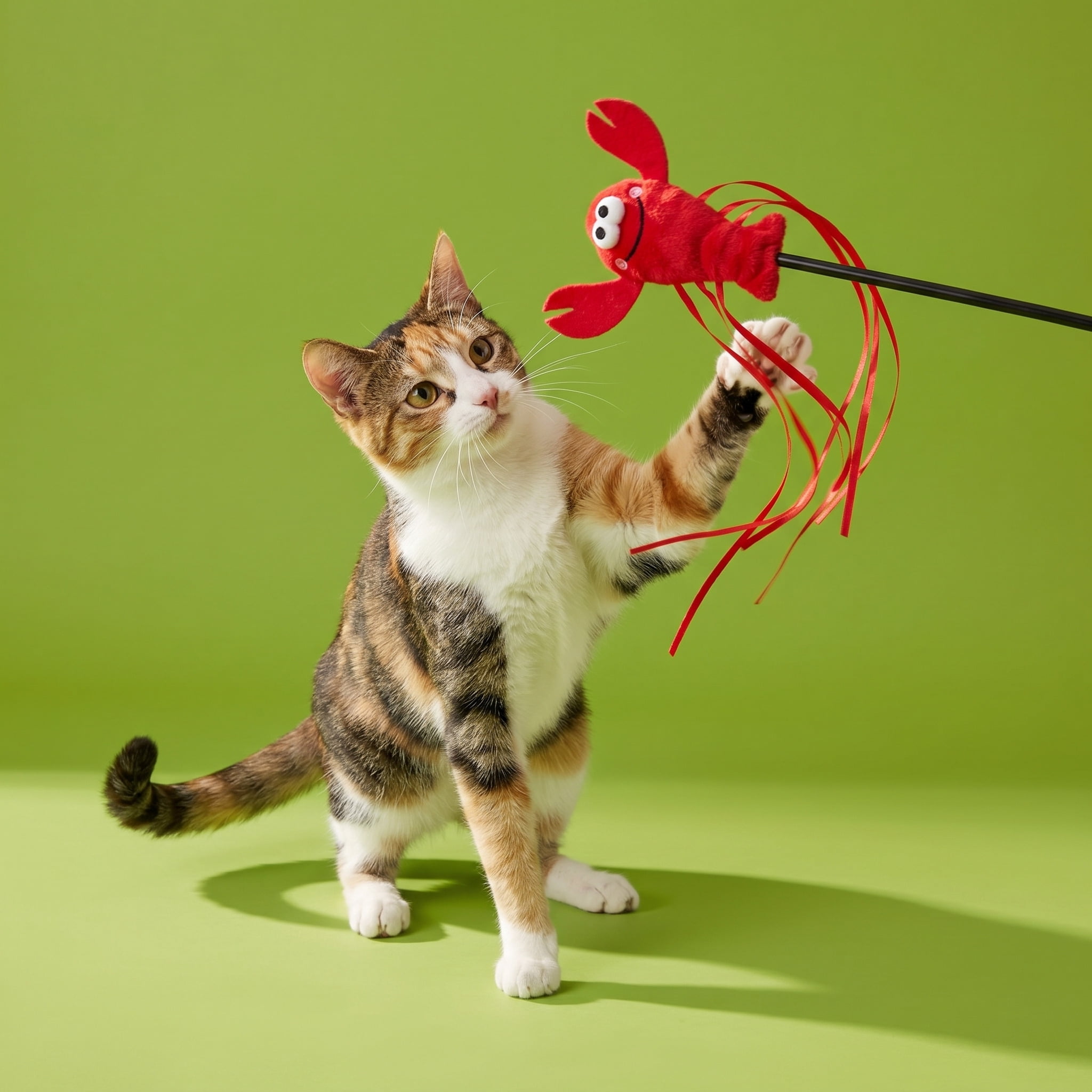 Cat　1001 Vibrant Life Wiggle Lobster Wand Teaser Cat Toy with Catnip, 18