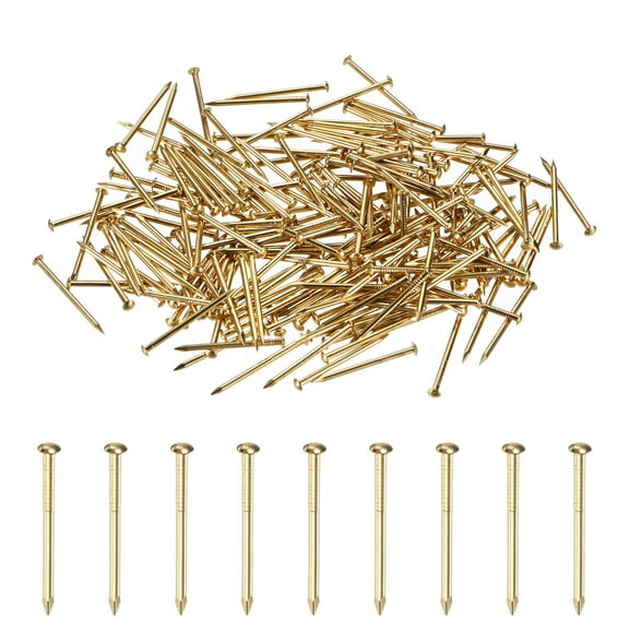 Uxcell 200-Pack Small Tiny Nails, 1.5mm x 25mm Brass Nails Hardware Round Head