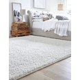 thumbnail image 4 of Unique Loom Solo Solid Shag Collection Modern Plush Snow White Square Rug (8' 2 x 8' 2), 4 of 5