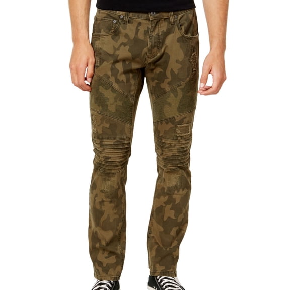 INC Mens Jeans Camo Print Berlin Slim Straight Stretch Green Size 34 , $79