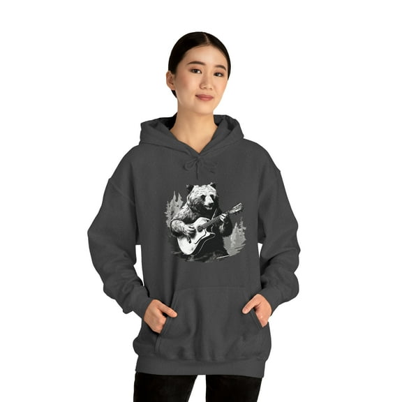Bear Playing Guitar Unisex Heavy Blend™ Hooded Sweatshirt