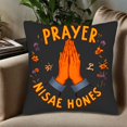 thumbnail image 5 of Set of 2 18x18in Throw Pillow Covers - Elegant Praying Hands Design with Purple and Orange Floral Accents for Couch Bed Car, 5 of 8