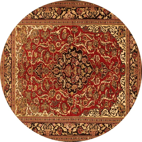 Ahgly Company Indoor Round Medallion Orange Traditional Area Rugs, 6' Round