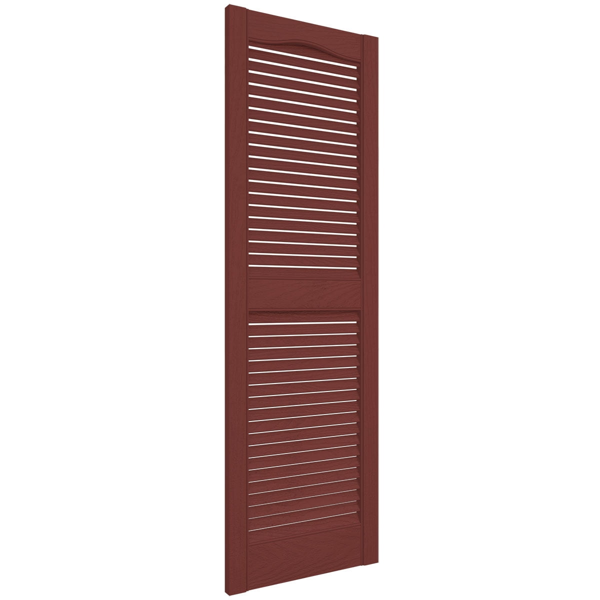 Ekena Millwork 12"W x 36"H Mid-America Vinyl, Standard Size Cathedral Top Center Mullion, Open Louver Shutter, w/Installation Shutter-Lok's & Matching Screws (Per Pair), 027 - Burgundy Red