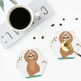 thumbnail image 5 of Balery 4 Pcs Cute Sloth In Yoga Pose Treeleather Coasters Set, Drink Table Cup Coasters For Living Room Kitchen Coffee Decor, 5 of 9