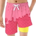 thumbnail image 3 of Boys Athletic Shorts with Ice Cream Boy Baseball Shorts Breathable Comfort Stretch Waistband for Play and Casual Wear(Coffee1,11-12 Years), 3 of 3