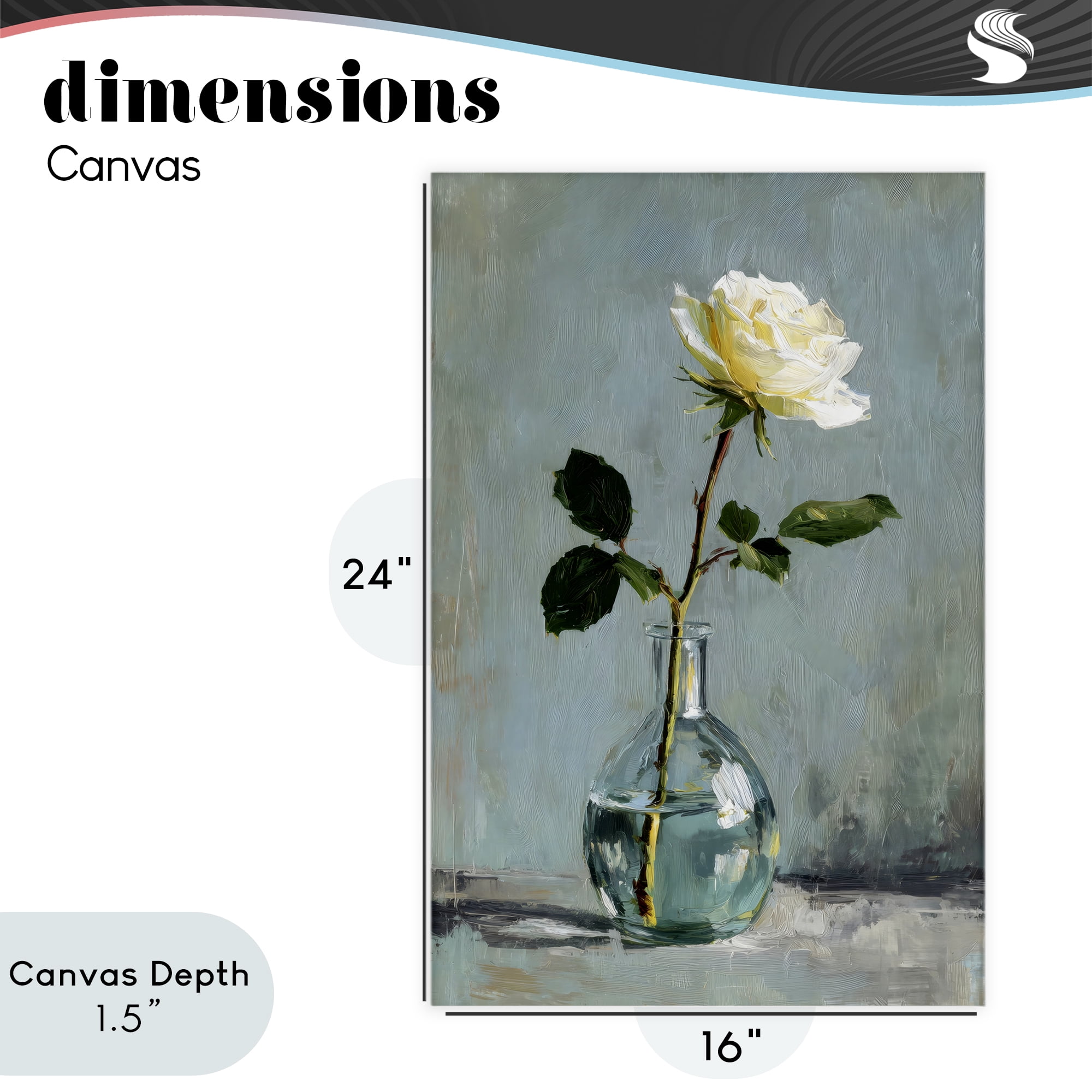 Stupell Industries Sweet White Rose in Vase Canvas Wall Art, design by Petal Prints Design