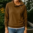 thumbnail image 6 of Hilzaten Solid Sweatshirt for Women Pullover Collared Drop Shoulder Womens Loosse Sweatshirt, 6 of 6