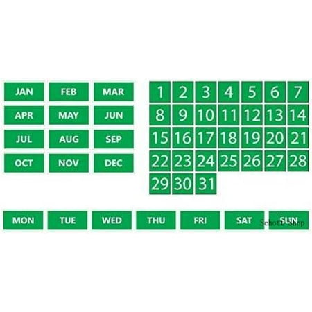 

Whiteboard Calendar Magnet Bundle (Dates Days Of The Week Months) By (Green 1 X1 )