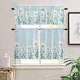 thumbnail image 2 of White Daisy Window Curtains Valance Set of 3 Country Farm White Floral Daisy Plant Light Blue Rod Pocket Small Kitchen Curtain, Soft Window Treatment for Bedroom Party Holiday Decor, 2 of 8
