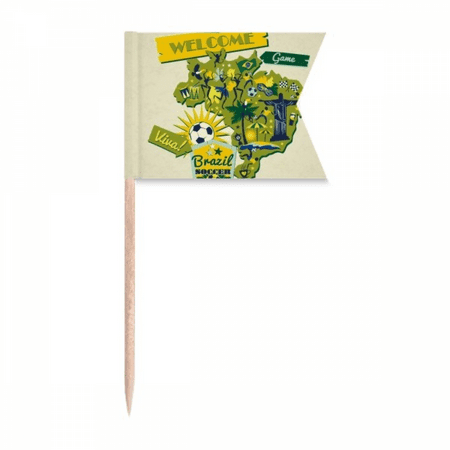 Welcom Brazil Summer Soccer Toothpick Flags Labeling Marking for Party Cake Food Cheeseplate