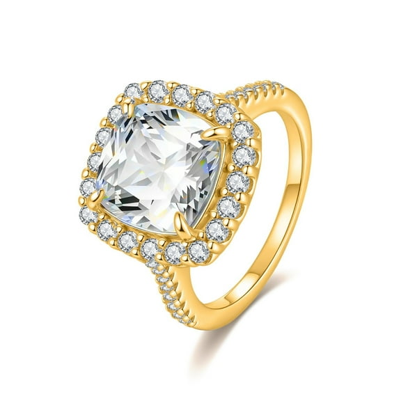 5 Carat Moissanite Wedding Rings for Women 925 Sterling Silver Cushion Cut Engagement Ring D Color VVS1 Clarity Gold Promise Rings for Her Size 5-9