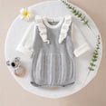 thumbnail image 6 of Generic Baby Girls Knitted Pullovers Girls Long Sleeve Splice Knitted Ruffles Sweater Baby Bodysuit Romper 1 Piece Outfits Fall Winter Clothes(Grey,9-12 Months), 6 of 9