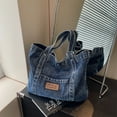 thumbnail image 5 of Halloween Women Denim Shoulder Bag Casual Underarm Bag Trendy Commuting Bag Daily Casual Portable Bag (Dark Blue), 5 of 10