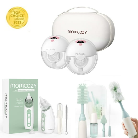 Momcozy M5 Double Breast Pump & Momcozy Bottle Brush Set & Momcozy Baby Nasal Aspirator, Baby Shower Gift