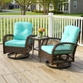 thumbnail image 2 of 3 Piece Outdoor Bistro Swivel Chairs Set, Patio Bistro Set w/ 360° Swivel Rocking Chairs & Table, All-Weather Conversation Set with Metal Frame for Patio Backyard Porches or Garden - Blue, 2 of 9