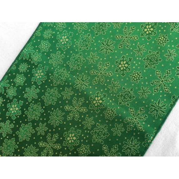 Christmas Holidays Brocade Collection In Glittery Snowflake Print Table Runner