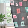 thumbnail image 4 of Yayeee Window Curtains Light Filtering 63"x42" Grommet Panel Pair Home Living Room Decor, Red Block Pattern, 4 of 7