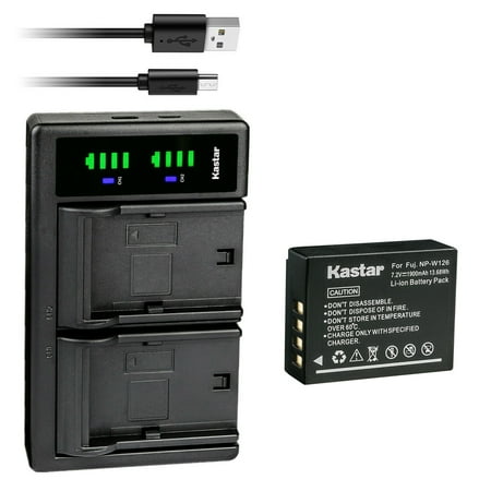Kastar 1-Pack Battery and LTD2 USB Charger Replacement for Fujifilm NP-W126 NP-W126s Battery Fujifilm BC-W126 Charger Fujifilm X-H1 X100F X100V X-PRO1 X-PRO2 X-S10 X-T30 X-T100 Cameras