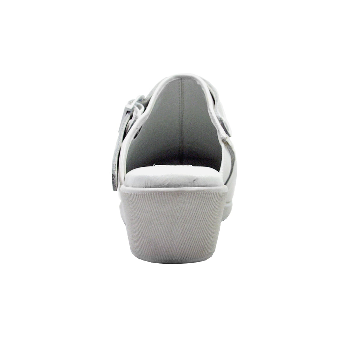 24 HOUR COMFORT Gertrude Women's Wide Width Swivel Strap Leather Clogs WHITE 5